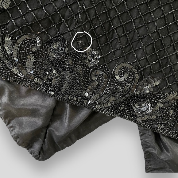 Vintage 1980s Niteline by Della Roufogali Black Beaded Silk Vest - Large - Picture 6 of 6